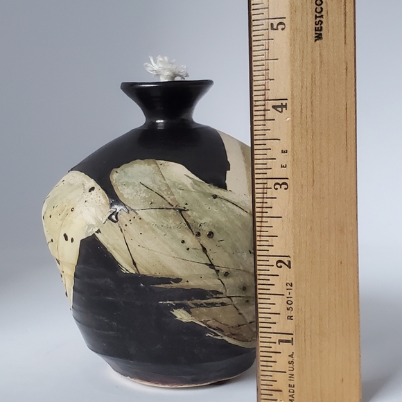 Signed Studio Pottery Oil Lamp or Vase - Picture 7 of 8